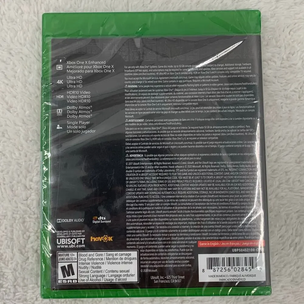 Assassin's Creed Origins Game Microsoft Xbox One Sealed Greatest Hits 4k Ultra